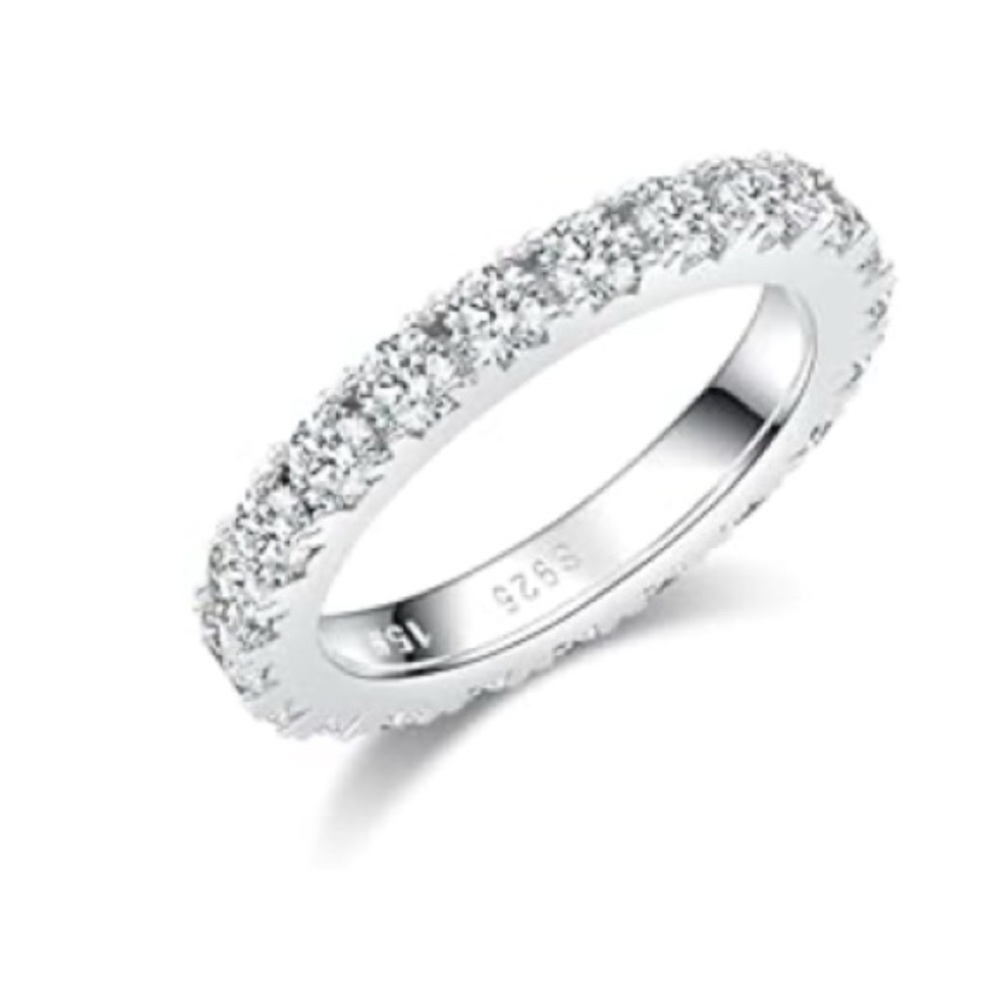 SOLD 2 Carat Moissanite Eternity Band .925 Sterling Silver 18kt White Gold plate
